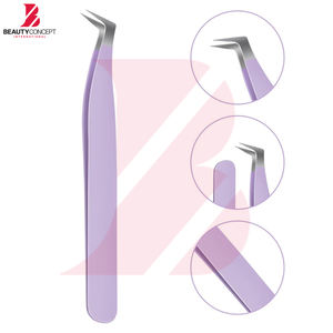 Pinzas Antiestáticas Antideslizantes para Pestañas, con Punta de Fibra en Ángulo de 90 Grados, para Mega Volumen, Pinzas de Precisión para Extensión de Pestañas para Uso en Salón - Product Image 3