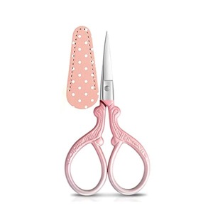 1 pièce Ciseaux à broderie pour cuticules avec étui en cuir synthétique, 3,6 pouces, en acier inoxydable, ciseaux de couture vintage pour travaux d'aiguille - Product Image 2