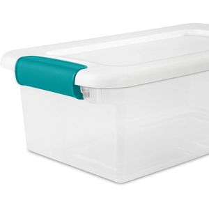 6 Qt Stackable Latching Storage Bin Clear <b>White</b> Plastic Shoe <b>Box</b> Organizer for Closet <b>Shelf</b> - Product Image 5
