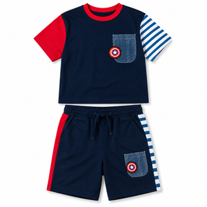 Ensemble T-shirt à manches longues et short Foxcotton Club pour homme – Couleur personnalisable, tenue décontractée d'été, col rond, 100 % coton tricoté - Product Image 1