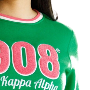 Sweat-shirt en polaire vert pour femme, avec logo brodé à l'avant, lettres grecques, col rond de qualité supérieure, idéal pour l'hiver - Product Image 3