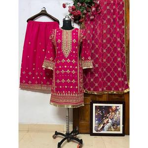 Conjunto superior e inferior de mujer de diseñador con Dupatta para ropa de fiesta - Product Image 1