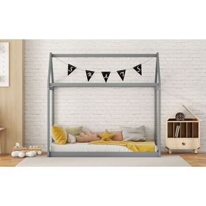Letto a casetta in legno grigio per bambini, misura Twin - Product Image 4