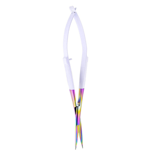 Ciseaux à cuticules en acier inoxydable de haute qualité, pointe fine, action à ressort, utilisation pour les sourcils, couleurs personnalisées, service OEM - Product Image 2