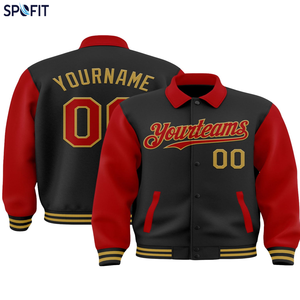 SPOFIT Custom Long Two Tone Polyester Varsity Baseball Letterman <b>Jacket</b> Front Personalized Name Number Logo Wholesale OEM - Product Image 5