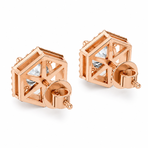 Luxury Halo Moissanite Earrings Stud Earrings for Brilliant Round Diamond Plated Rose Gold Women Anniversary Gift - Product Image 5