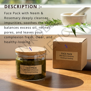 Masque facial purifiant aux herbes Neem, basilic et menthe pour peaux grasses sujettes à l'acné – Nettoyage en profondeur, contrôle du sébum, éclat frais - Product Image 5