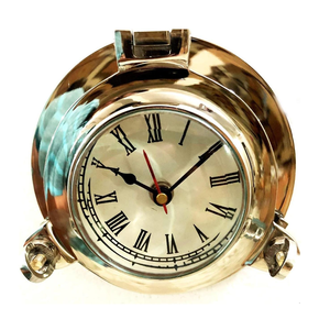 Table <b>Clock</b> Antique Marine <b>Silver</b> Vintage Nautical Maritime Desktop Timepiece Decorative Classic <b>Clock</b> for Home Office Living - Product Image 1