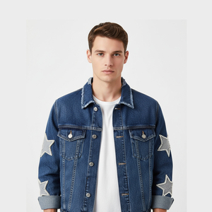 Veste en jean tendance pour femmes et hommes avec motif étoile – Veste en jean décontractée coupe slim pour le streetwear printemps-automne - Product Image 5