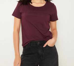 <b>Men's</b> <b>Burgundy</b> Ribbed U Neck Short Sleeve T-<b>Shirt</b> 100% Cotton Breathable Anti-Wrinkle Casual Digital Printing - Product Image 2
