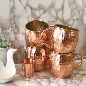 Taza de cobre para Moscow Mule al por mayor, hecha a mano con mango de latón, taza de cóctel martillada para regalo de bar o uso hotelero - Product Image 3