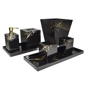 Ensemble de salle de bain laqué noir, accessoires de salle de bain de qualité supérieure, livraison directe d'usine - Product Image 2