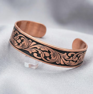 Bracelet ajustable unisexe en cuivre massif avec doubles aimants internes, bijou thérapeutique ayurvédique bio-énergétique, cadeau pour la santé - Product Image 2