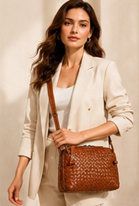 Sac bandoulière Gravs tendance en cuir véritable tressé, style bohème anglais, sacoche de luxe artisanale pour appareil photo, sac à bandoulière pour femme - Product Image 4