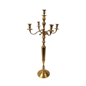 Grand chandelier en métal argenté à 5 bras, support de bougies, centre de table pour salle à manger, décoration de mariage, hôtel, maison - Product Image 6
