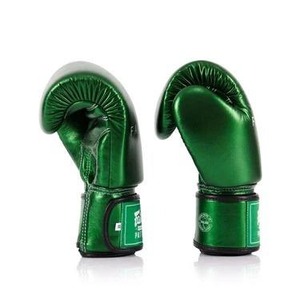 OEM New Model Genuine Metallic Leather Green Fair Tex Boxing Gloves High Quality MMA Muay Thai Training Sparring Gloves CP-BG-77 - Product Image 4