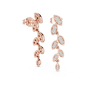 Boucles d'oreilles en or jaune 14 carats avec diamants de laboratoire ronds pour femmes |   Vêtements de mariée |   Nouveau diamant cultivé - Product Image 6