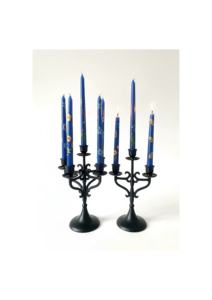 Bougies coniques bleues peintes à la main élégantes, motifs floraux délicats, parfum fruité, non toxiques, pour les fêtes de Diwali et de Pâques, qualité supérieure - Product Image 2