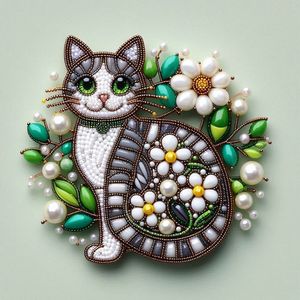 Broche Bordado a Mano con Cuentas, Elegante Pin Floral para Mujer - Product Image 4