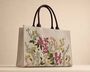 Floral Embroidered Hand-painted Canvas <b>Women</b> Tote <b>Bag</b> Medium Open Carry Shoulder Handbag for Daily & <b>Beach</b> Use Fashion - Product Image 2
