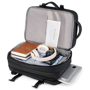 Black Expandable Casual Travel <b>Laptop</b> <b>Backpack</b> with Zipper Closure Polyester Lining Water Resistant Business Flight Bag - Product Image 3
