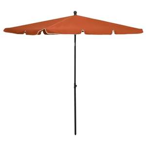 Grand parasol de jardin inclinable en acier, avec base, en polyester terracotta - Product Image 1