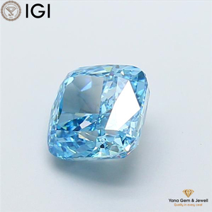 เพชรสีน้ำเงินสดใส ระดับความสะอาด VVS2 น้ำหนัก 2.50 กะรัต พร้อมใบรับรอง IGI เพชรทรงคุชชั่น CVD ผลิตในห้องปฏิบัติการ สำหรับงานสั่งทำแบบโซลิแทร์ - Product Image 5