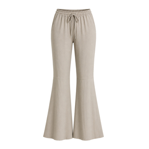 Pantalones Acampanados para Mujer, Cintura Elástica, Tejido Suave, 100% Algodón, Pantalón Casual, Fabricante de Ropa OEM ODM, Proveedor al por Mayor de Marca Privada - Product Image 3