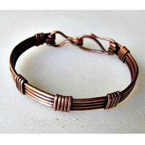 Unique Luxury Wire-Wrapped Copper Bracelet Bohemian Style Artisan Accessory Hand-Woven Copper Wire Cuff Adjustable - Product Image 4