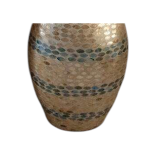 Vase en céramique rond fait main avec incrustation de nacre, décoration d'intérieur haut de gamme, pièce maîtresse - Product Image 3