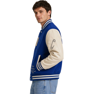 Chaqueta Varsity de Béisbol con Logotipo Personalizado de Alta Calidad, Estilo Vintage, para Hombre, Bordada, de Lona, Resistente al Viento, con Diseño Gráfico - Product Image 1