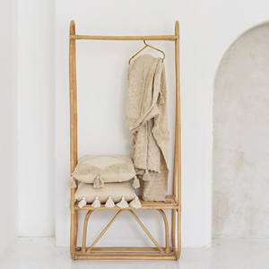 Porte-vêtements en rotin tressé, penderie ouverte, tringle à vêtements, organisateur pour magasin de vêtements et maison - Product Image 2