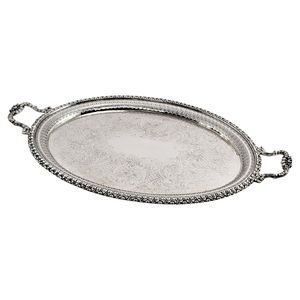 Polished Metal Serving <b>Tray</b> With Handle Solid Finish Residential Use Dishwasher Safe - Product Image 2