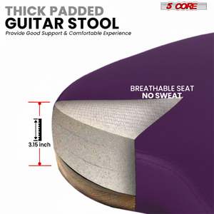 Taburete para Guitarra 5Core, Silla Acolchada de 3.15 Pulgadas con Respaldo, Asiento Musical Plegable con Reposapiés Integrado, Soporte para Guitarra - Product Image 2