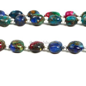 Cuentas de Turquesa Mohave Arcoíris en Forma de Pepita 6x8 8x10mm, Hilo de Cuentas de Turquesa Multicolor, Cuentas de Piedras Preciosas de Turquesa Mohave Natural - Product Image 2