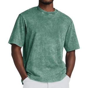 T-shirt à col décontracté de qualité supérieure en vente en gros Style de rue délavé vintage T-shirts à coupe ample en jersey teint uni - Product Image 5