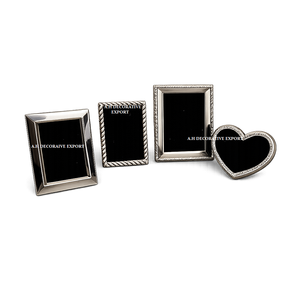 Assorted 4-Piece Metal Picture <b>Frame</b> Collection Chrome Finish Desktop Photo <b>Frames</b> <b>for</b> Wholesale Elegant Heart & Rectangular - Product Image 1