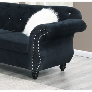Divano di Lusso in Velluto Nero con Cuscini, Arredamento Formale per Soggiorno - Product Image 3