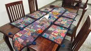 Coureur de travail kambadiya antique de style vintage Banjara lourd exclusif avec ensemble de 6 tapis Produit en vrac fait à la main - Product Image 6