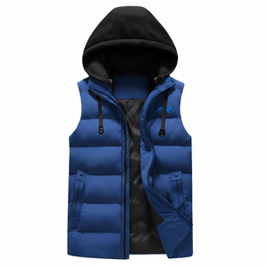 Gilet matelassé sans manches pour homme, style utilitaire, avec capuche, en tissu tissé décontracté de haute qualité, fermeture éclair, vente en gros OEM - Product Image 1