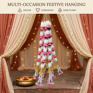 Guirlande de roses artificielles Mogra roses et blanches, décoration murale florale moderne pour mariages, anniversaires, fêtes du Ramadan, toile de fond pour la maison - Product Image 3