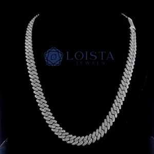Diamond <b>Choker</b> Necklace 925 <b>Silver</b> Rhodium Plated Round Brilliant Cut Channel Setting Luxury Unisex Party Jewelry - Product Image 3