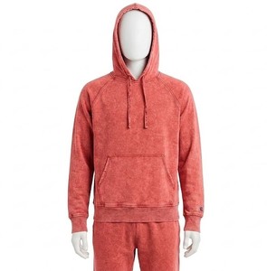 Sudadera con Capucha Unisex Roja de Algodón Lavado, Color Sólido, Informal, Transpirable, con Forro Polar de 300g, Diseño con Bolsillo Frontal con Logotipo, Ropa de Invierno - Product Image 1