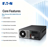 Eaton 5PX 2200i RT2U G2 2200VA/1980W Onduleur en ligne à double conversion, conception 2U haute densité pour montage en rack
