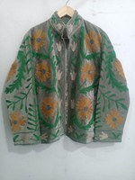 Magnifique manteau bohème pour femme, style indien, avec broderie Suzani, en velours vert fait main, idéal pour l'hiver
