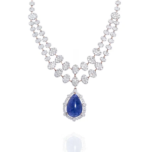Collar con Colgante de Plata 925, Moissanita y Zafiro, Cadena con Cuentas de Cristal y Diamantes de Imitación, Joyería Elegante para Mujer, para Bodas - Product Image 1
