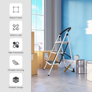 Industrial 3-<b>Step</b> Lightweight Folding <b>Stool</b> Heavy Duty Ladder - Product Image 5