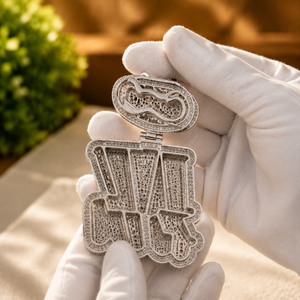 Iced Out Double Layer Letter <b>Pendant</b> Rose <b>Gold</b> Plated Charm Personalized Initial Jewelry for Unisex - Product Image 6