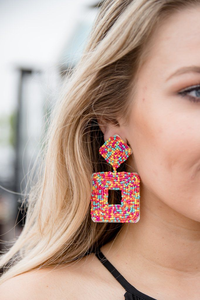 Pendientes Colgantes de Moda Bordados con Cuentas de Semilla Premium, Pendientes Nupciales de Lujo con Bordado a Mano y Cuentas de Semilla - Product Image 2