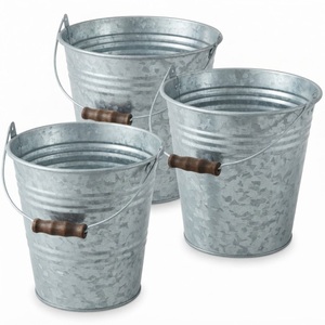 Export Quality Galvanized Metal <b>Bucket</b> Planter Embossed Vintage <b>Tin</b> Flower Pot with Handle Antique Farmhouse Zinc Garden Pail - Product Image 6